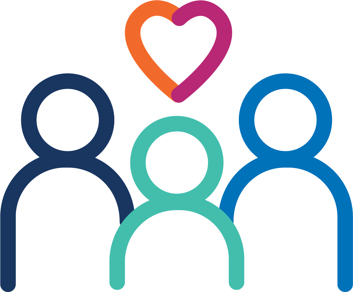 three people with heart